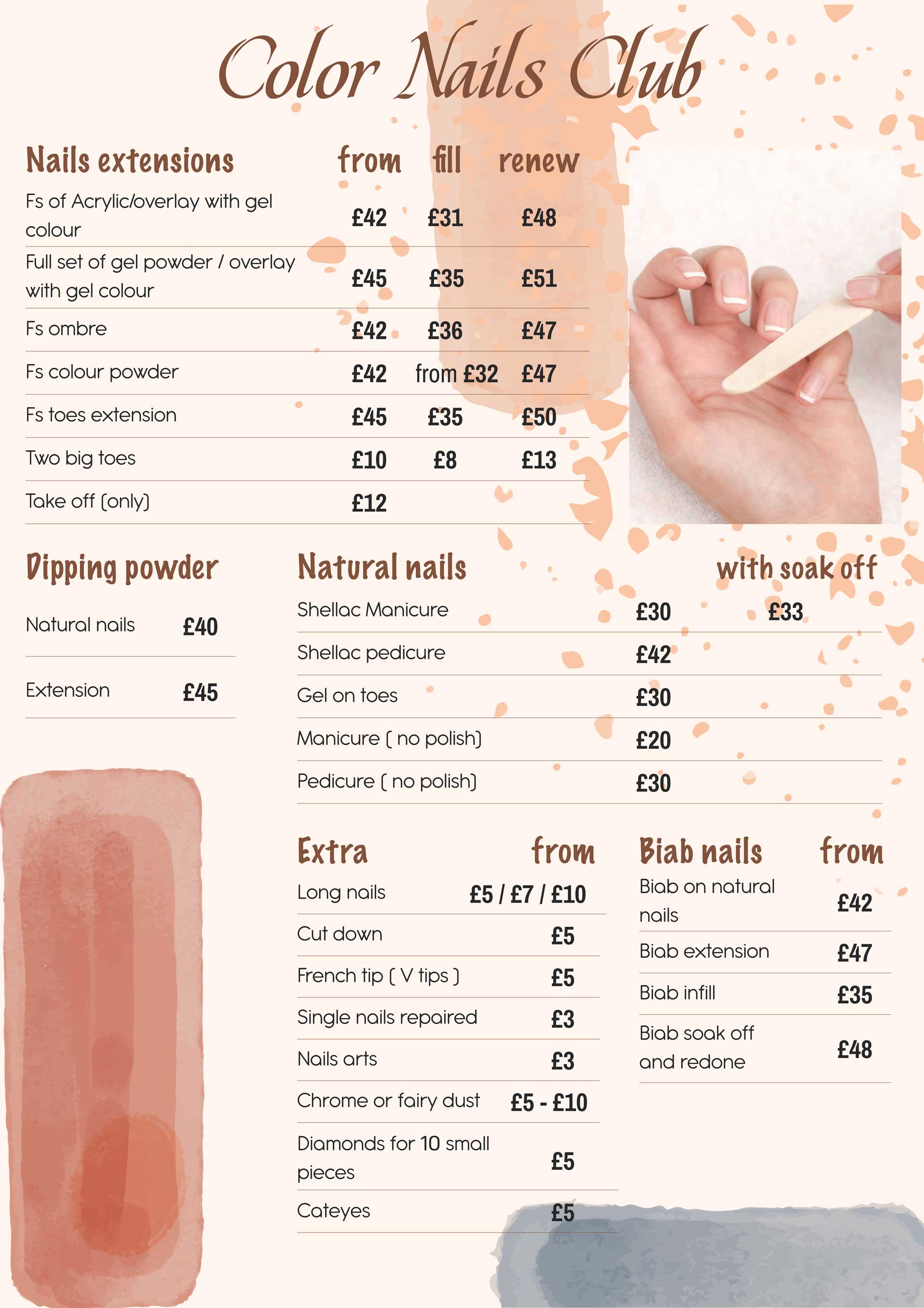 pricing color nails